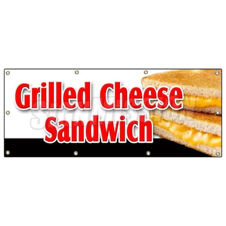 Signmission Grilled Cheese Sandwich Banner Heavy Duty 13 Oz Vinyl with Grommets B-96 Grilled Cheese Sandwich